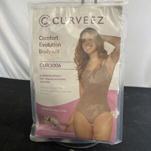 Curveez Comfort Evolution‎ Bodysuit Beige Moderate Control Shapewear New Sz 2XL